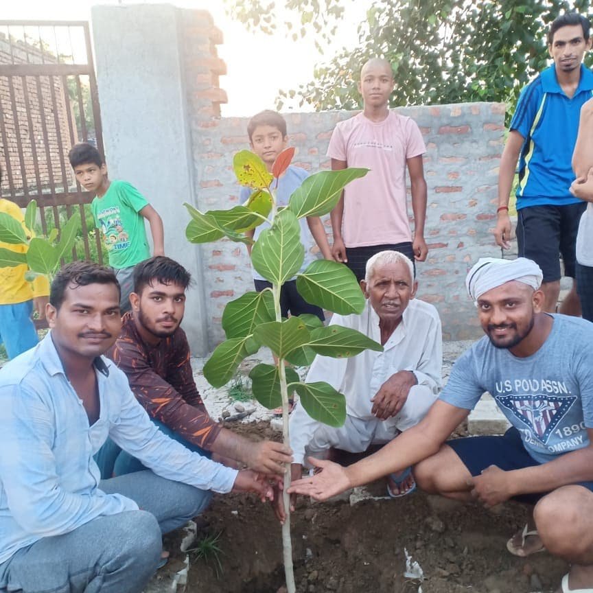 Community members planting a tree